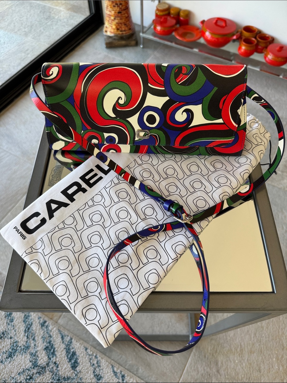 CAREL PARIS x Charles de Vilmorin Multicolor Swirl Print Madeleine Bag